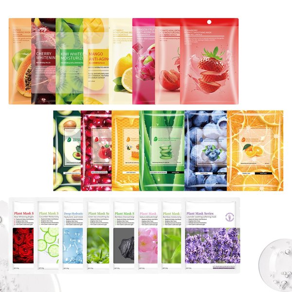 LJYBoBin 22PCS Facial Mask,Moisturizing Face Mask Sheets Set,Hydrating Facial Sheet Mask Gifts Set for Women