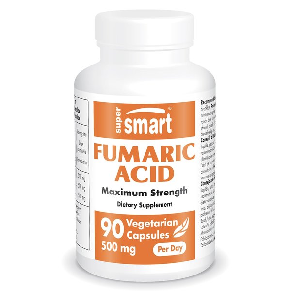Supersmart - Fumaric Acid 500mg per Day (Maximum Strength) - Natural Supplement | Non-GMO & Gluten Free - 90 Vegetarian Capsules