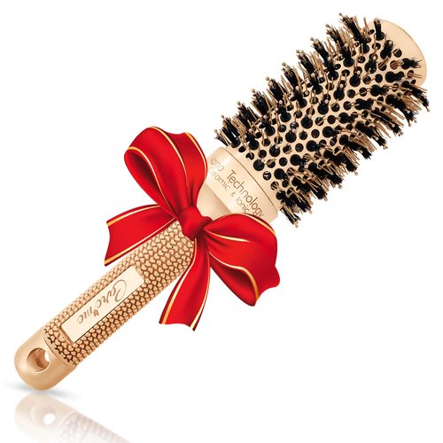 Boars Round Brush for Blow Drying, Straightening, Styling, Curling Shoulder Length Hair, Medium Ceramic Vented Roller (1.7" Barrel, 2.8" with Bristles)