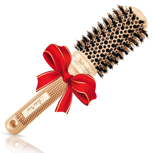 Boars Round Brush for Blow Drying, Straightening, Styling, Curling Shoulder Length Hair, Medium Ceramic Vented Roller (1.7" Barrel, 2.8" with Bristles)
