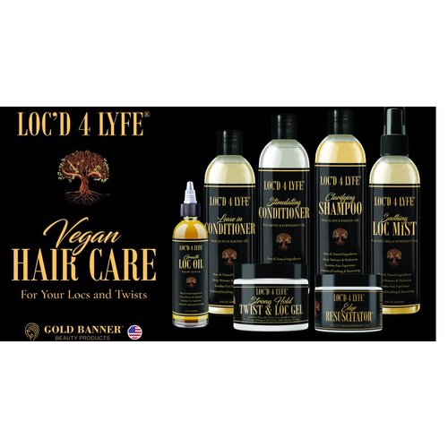 Gold Banner Beauty LOC'D 4 LYFE Leave-In Conditioner 8oz – Moisturizing & Shine-Enhancing Formula for Strengthening & Repairing Locs | Vegan, Cruelty-Free & No Residue for Healthy Hair