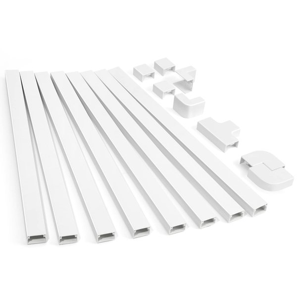 125.6in Cord Hider Kit, ZhiYo Cord Covers for Wall Mounted TV, Paintable Wire Cover for Cords, TV Cable Hider Wall Kit, Wall Cord Concealer, Cable Cover Wall Wire Management, 8xL15.7in W0.95in H0.55in