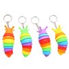 MEIEST 4 PCS Mini Fidget Slug Key-chain Toys,3D Articulated Stretch Caterpillar Sensory Flexible Hand Toy, Ideal Party Favor Colorful Office Desk Pet Toys(Random Color)