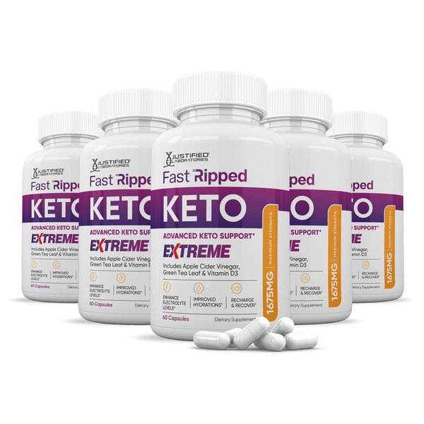 (5 Pack) Fast Ripped Keto ACV Extreme Pills 1675MG Keto Support Blend Capsule Alternative to Keto ACV Gummies Formulated Apple Cider Vinegar Extra Virgin Olive Oil Powder Green Tea Leaf 300 Capsules