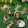 Realspring 12 Set Woodland DIY Painting Kit Ceramic to Paint Your Own Animal Statues Unpainted Plaster Figurines Brushes Acrylic Paints Crafts Kits Party Favor for Kids Girls Boys