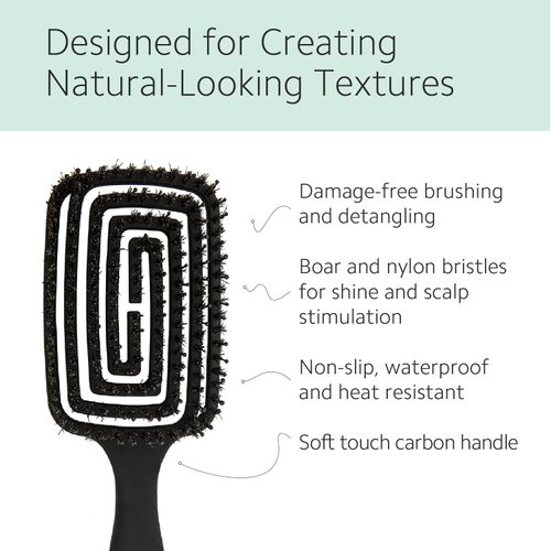 Ibiza Hair Professional Detangling Brush with Boar/Nylon Ball Tip Bristles (Contour Vent), Geometrical Design Contours to the Shape of the Head for Damage Free Detangling, Waterproof, Heat Resistant