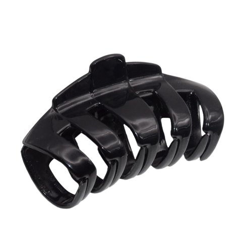 Parcelona French Tubular Black 3" Celluloid Covered Spring No Slip Grip French Jaw Hair Claw Clip for Women Durable Styling Paris Hair Accessories Strong Hold Girls Hair Claw Clips, Made in France