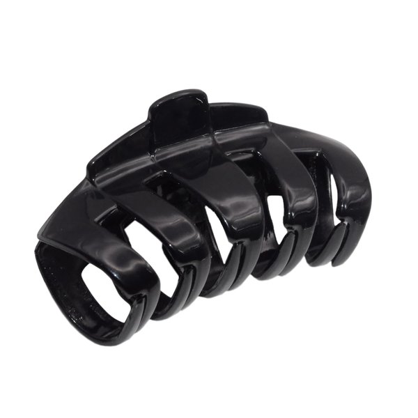Parcelona French Tubular Black 3" Celluloid Covered Spring No Slip Grip French Jaw Hair Claw Clip for Women Durable Styling Paris Hair Accessories Strong Hold Girls Hair Claw Clips, Made in France