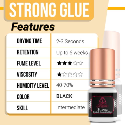 Strong Eyelash Extension Glue - Forabeli 5ml / 2-3 Sec Drying time/Retention – 6 Weeks/Maximum Bonding Power/Black Adhesive for Semi-Permanent Extensions/Beginner Lash Glue/Professional Lash Supplies