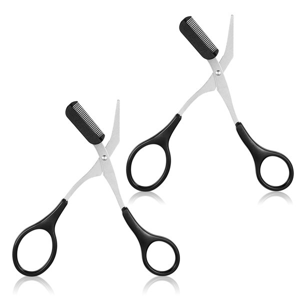 Eyebrow Scissors with Comb, Mabor 2PCS Professional Stainless Steel Eyebrow Grooming Shear Scissors with Plastic Comb Eyebrow Eyelash Tool Makeup Beauty Accessories for Men and Women,Black
