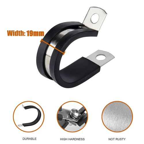 ISPINNER 12 Pack 3/4 Inch Rubber Cushioned Stainless Steel Cable Clamp, Hose Clamp, Pipe Clamp (3/4 Inch)