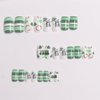 BFY St Patrick's Day Press on Nails Medium Square Green Fake Nails, Green Hat Line Heart Lip Acrylic Nails, Irish White Glossy Gel False Nails Kit Stick Glue on Nails Tip, 24 Pcs