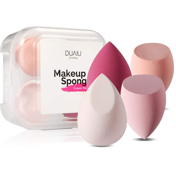 DUAIU 4 Pcs Makeup Sponge Set Blender Beauty Foundation Blending Sponge, Flawless for Liquid, Cream, and Powder, Multi-colored Makeup Sponges with Storage Box