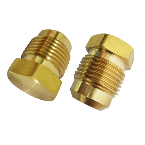 Legines Brass Flared Plug 3/8" Tube OD, SAE 45 Degree Flare Tube Fitting（Pack of 2）