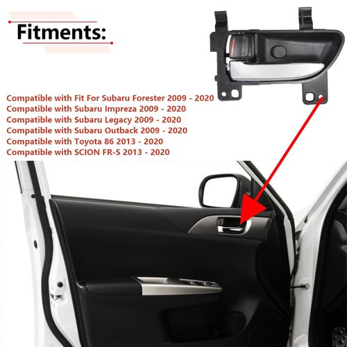 RLB-HILON Left Driver Side Interior Door Handle Compatible with Subaru Forester Impreza Legacy Outback 2009 to 2020 Year, for Toyota 86 Scion FR-S 2013 to 2020 Year, for 61051FG131JG
