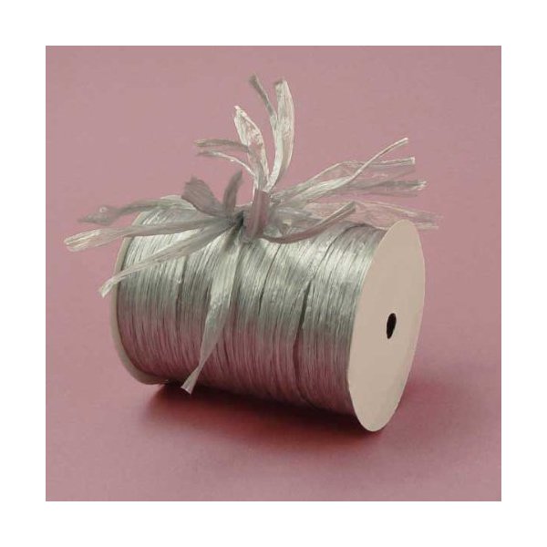 Silver Metallic Raffia Ribbon, 1/4" X 100 Yards