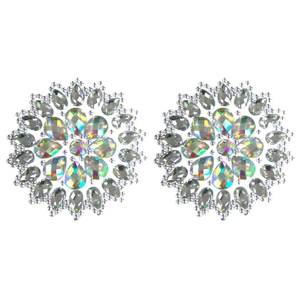 Sexy Round Circle Rhinestone Pasties - Self-Adhesive, Reusable, Pulls of all in One Sheet, Blue and Clear Crystals & Gems - Great For Raves, Bars, Festivals, Rallies, Cosplay, Concerts, Costumes, Lifestyle, Bar Tenders, Lingerie, Dancer, Exotic, Stripper,