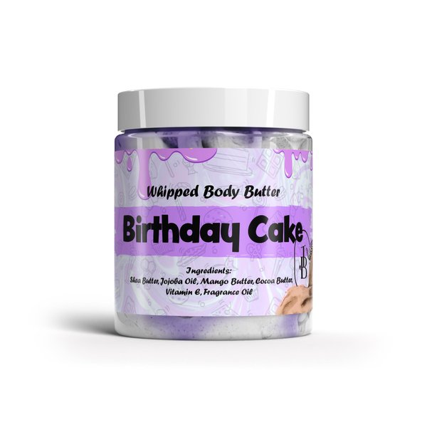 Jersey Botanical - Birthday Cake Whipped Body Butter 8oz. With Shea Butter Mango Butter Cocoa Butter Creamy Natural Smooth Long-lasting Intense Moisturizer
