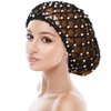 MTLEE 2 Pieces Mesh Crochet Hair Net Rayon Knit Snood with Pearl Crocheted Sleeping Cap Hair Wrap Hair Cover Ornament for Long Short Curls Hair(Black)