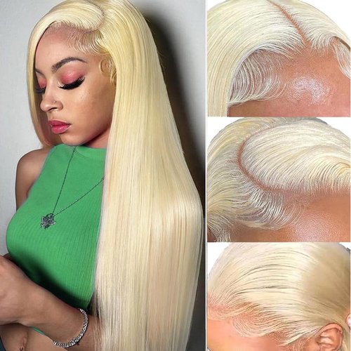 DACHIC 22In Blonde Wig Human Hair 13x4 HD Transparent Lace Front Wigs Human Hair Pre Plucked with Baby Hair 613 Straight Frontal Wig Human Hair for Women Glueless Wig Human Hair