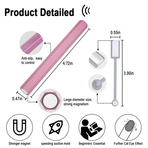 Allstarry 3pcs Nail Magnet Tool Set, Double-head Strong Nail Magnet Stick Hexagon Magic Magnet Wand for 9D Strip Galaxy Magnetic Cat Eye Gel Nail Polish Nail Art Manicure Design Salon Home DIY
