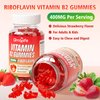Vitamin B2 Gummies, Riboflavin 400mg with Magnesium for Kids & Adults, B2 Gummies for Migraine Relief & Energy Support, Strawberry Flavor, 60 Count