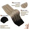 Ugeat Clip in Hair Extensions Balayage Remy Hair Extensions Clip in Human Hair Ombre Black to Ash Blonde with Blonde Double Weft Human Hair Clip in Extensions 14 Inch 7pcs