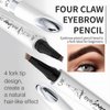 Microblading Eyebrow Pen, Magic Eyebrow Pencil Medium Brown,3D Waterproof Eyebrow Pencil 4 Fork Tip, Create Long Lasting Natural Looking Brows (Medium Brown)