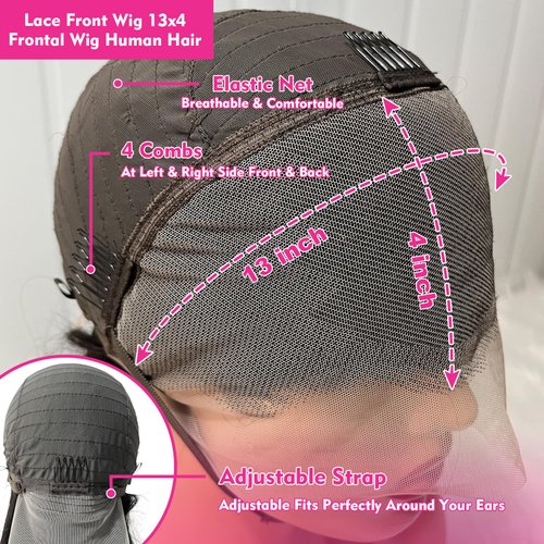 Aimery Bob Wig Human Hair Lace Front Wigs Pre Plucked HD Transparent Short Bob Lace Front Wigs Human Hair Brazilian Body Loose Wave Wear and Go Human Hair Wig (16Inch)