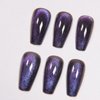 Gentle Claws Press On Nails - Midnight Purple | Dark Purple Glitter Velvet Nails, Medium Coffin Squared Press On Nails with Cat Eye Design for Women and Girls, 24 Pcs Reusable Purple Fake Nails