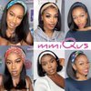 mmiQus Headband Wig Human Hair Straight Human Hair Headband Wigs for Women Glueless None Lace Front Wig 180% Density Straight Wigs Human Hair with Headbands 12 inch