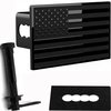 eVerHITCH USA US American Black Flag Stainless Steel Emblem on Metal Trailer Hitch Cover. Fits 2" Receivers, Black & Black