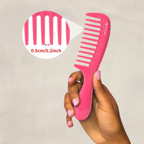 HYOUJIN 3 Pocket Wide Tooth Comb Set,Small Hair Wide Tooth Combs Detangling Shower Combs Wet Brush Detangle Comb for Curly Hair,Wet Hair,Thick Hair,Travel Pocket Wide Comb for Women,Men(Fuchsia Rose)