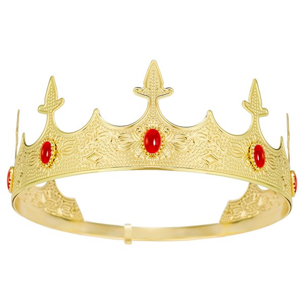 Generic King Crowns Metal Hair Band for Men Gold Crowns and Tiara for Theme Birthday Party Costume Accessories (Gold), Golden Ruby