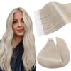 Ugeat Tape in Human Hair Extensions Seamless Hair 14 inch Tape in Human Hair Extensions #60A White Blonde Tape in Hair Extensions Real Human Hair 50g/20pieces