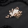 Denifery Flower Bride Wedding Hair Comb Gold Small Side Comb Crystal Bridal Hair Piece Hair Jewelry Bridal Hair Accessories for Women and Girls
