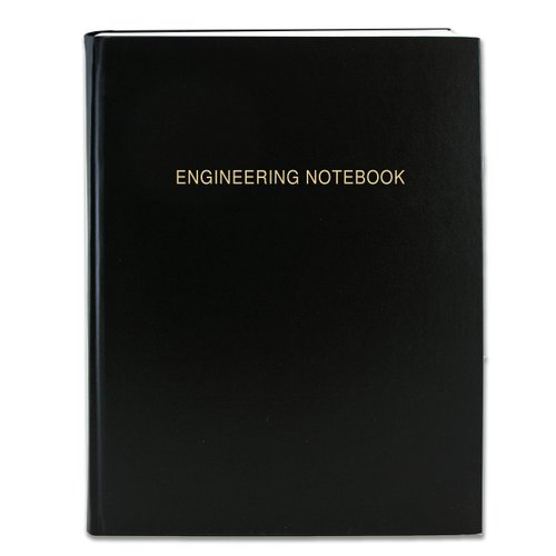 BookFactory Engineering Notebook/Engineer Graph Paper Notebook/Quadrille 4 X 4 Quad Ruled Book - 96 Pages (.25" Lab Grid Format), 8" x 10", Black Cover, Section Sewn Hardbound (LIRPE-096-SGR-A-LKT4)