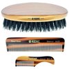 Kent Set of Combs, 81T Small Beard and Mustache Comb, FOT All Fine Pocket Comb, and PF22 Hair Brush and Beard Brush, Beard and Mustache Grooming Kit for Travel and Home Beard Care, Made in England