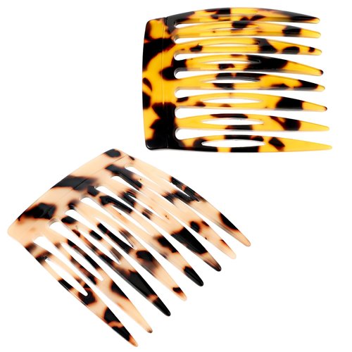 2 Pcs Hair Side Combs Mini French Side Comb Small French Side Hair Comb Bun Twist Hair Styling Accessories For Women Bun Chignon Up-Do Styling Girls Hair Decorative(Brown Onyx)