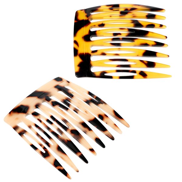2 Pcs Hair Side Combs Mini French Side Comb Small French Side Hair Comb Bun Twist Hair Styling Accessories For Women Bun Chignon Up-Do Styling Girls Hair Decorative(Brown Onyx)