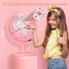 JOWHOL Pink Globe for Kids Learning Illuminated Globes of the World with Stand & Animals Illustrations Earth World Globe Night Light for Girls Room Decor Classroom Educational Tool Birthday Gift