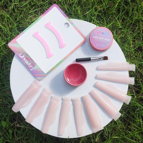 Libeauty Eyelash Lift Rods, 14Piece Lash Glue Wax for Eyelash Perm with Reusable Lash Lift Ribbon Salon Grade Liquid Silicone Eyelash Curler Tools