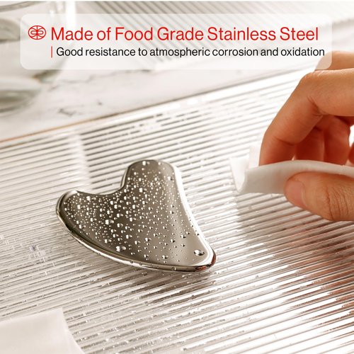 Rena Chris Gua Sha Facial Tools, Stainless Steel Guasha Tool for Acupuncture, Manual Massage Sticks for Jawline Sculpting and Puffiness Reducing, Gua Sha Scraping Massage Tool, Skin-Care Tool