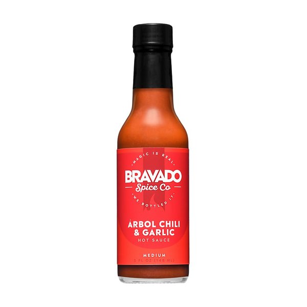 Arbol Chili and Garlic Hot Sauce By Bravado Spice Gluten Free, Vegan, Low Carb, Paleo Hot Sauce All Natural 5 oz Hot Sauce Bottle Award Winning Gourmet Hot Sauce