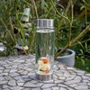 VitaJuwel ViA HAPPINESS | Crystal Water Bottle (glass, 16.9 fl.oz.) with Jade, Orange Calcite, Carnelian & Clear Quartz for Optimism, Good Luck, Motivation
