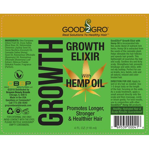 GOOD2GRO Growth Elixir, Promotes Growth For Fuller, Thicker & Longer Hair, Prevents Hair Loss, Breakage, Strengthens & Repairs, Protects & Shines, Vegan and Cruelty Free 4.3oz
