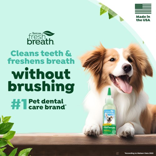 TropiClean Fresh Breath for Dogs | No Brush Dental Gel for Dogs | Dog Dental Gel & Toothpaste for Plaque, Tartar & Stinky Breath | Made in the USA | 4 oz.