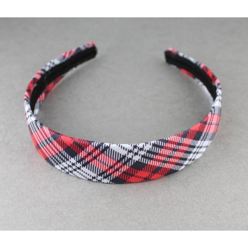 Fashion Accessories Now red black white plaid headband 1 1/8 inches wide tartan fabric covered hair band plaid headband classic headband