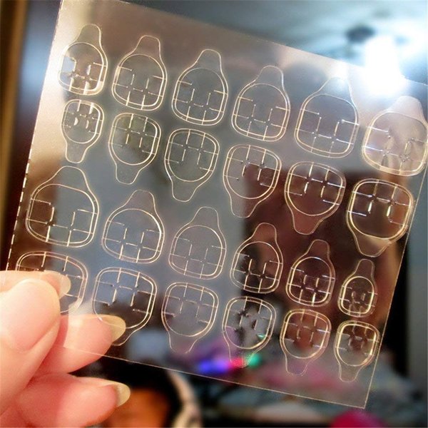 24PCS Sexy Nude Purple Gradient Color False Nail Art With Glue Plain Color Fake Nail Tip Finished Manicure Nail Sticker