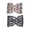 LOVEF 2Pcs Glass Bead Magic Hair Comb Elastic Double Insert Clips Chic Stretch Hair Head Comb Random